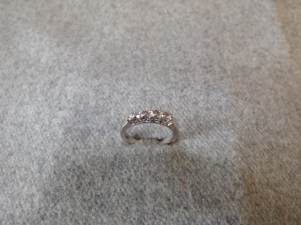 Five stone diamond half hoop ring with white mount stamped '750', uniform brilliant cuts totalling - Image 4 of 4