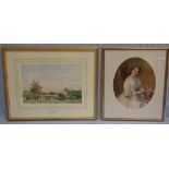 Victorian School, portrait of a lady seated, watercolour, indistinctly signed "Brewer" oval 32 x