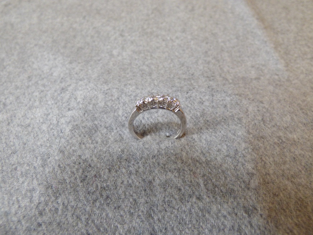 Five stone diamond half hoop ring with white mount stamped '750', uniform brilliant cuts totalling - Image 3 of 4