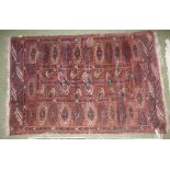 Turkistan rug with repeating octagonal motifs within serrated border 98cm x 150cm