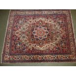 Persian rug with central rosette with arabesque & floral panel borders 144cm x 180cm