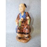 C19th/20th Chinese pottery figure of a gentleman seated 20cm H