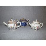 3 Chinese ceramic tea pots & covers