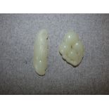 2 pale Chinese jade carved pods, longest 8cm