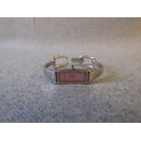 'Gucci' Ladies stainless steel Quartz bracelet watch with a rectangular pink mother of pearl dial,