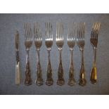 Set of six Kings pattern dinner forks by 'Elkington & Co.', Birmingham 1924, 21.4cmL, with a