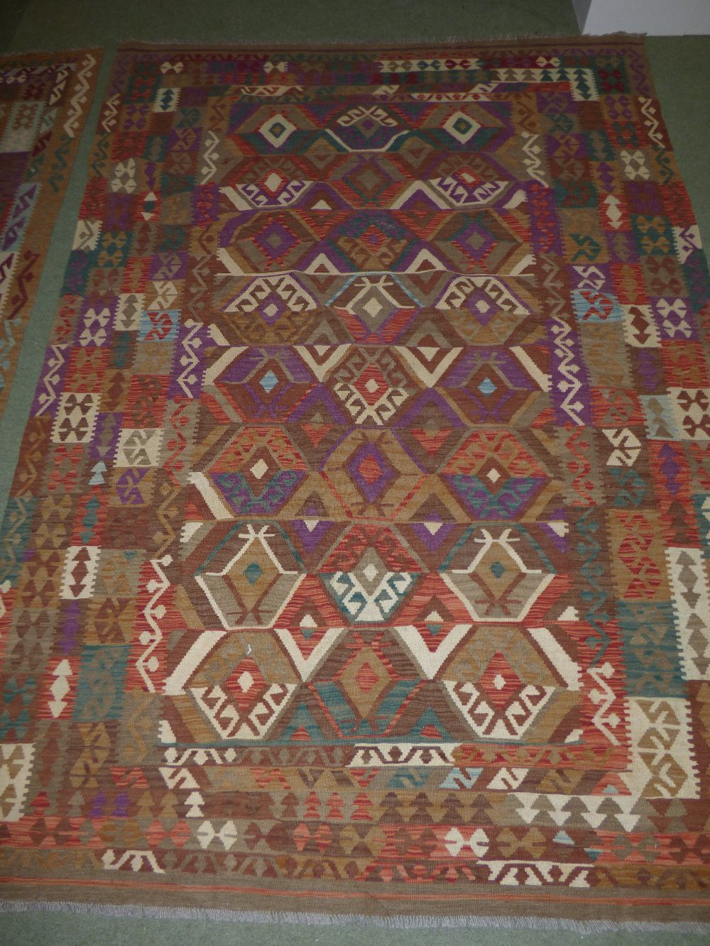 Kunduz Kilim, 297Lx207W, polychrome geometric design PLEASE always check condition before bidding or