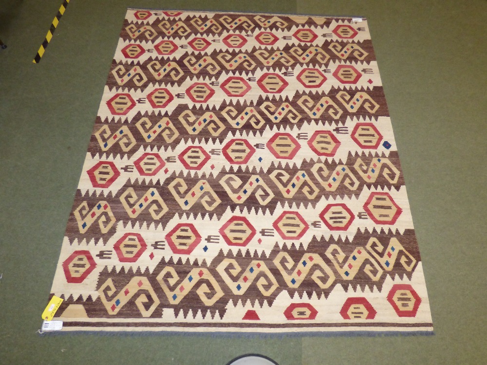 Ikat design Kilim, 254Lx209W PLEASE always check condition before bidding or email condition