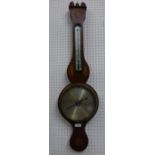 Inlaid mahogany cased Mercurial wheel barometer/thermometer 'P.Caminada' with instructions verso