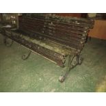 Weathered teak & cast iron garden bench 70H x 186W cm PLEASE always check condition before bidding