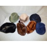 7 mixed ladies hats, fur & felt PLEASE always check condition before bidding or email condition