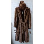 Ladies vintage light brown three quarter length fur coat & ladies fur hat PLEASE always check