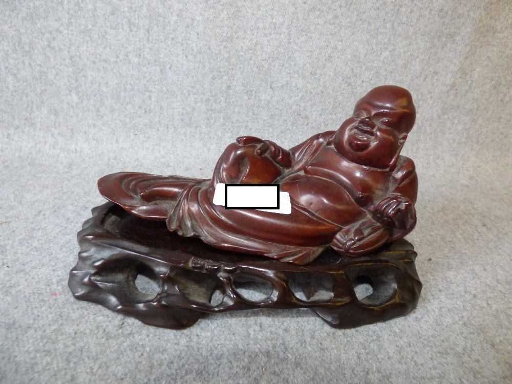 Chinese hardwood Buddha on stand PLEASE always check condition before bidding or email condition