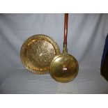 Brass charger & brass warming pan PLEASE always check condition before bidding or email condition