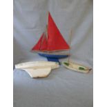 3 Vintage decorative painted pond yachts PLEASE always check condition before bidding or email