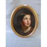 C19th Continental school portrait of a young girl, head & shoulders oil on canvas, indistinctly