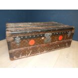 Vintage Louis Vuitton monogrammed truck with lifted out tray 'No. 208377', original label inside 33H