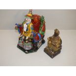 Chinese seated figures on a chair decorated with dragons 26H cm PLEASE always check condition before