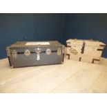 Metal school trunk & vintage canvas trunk PLEASE always check condition before bidding or email