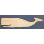 'Martin Scorey' carved white painted whale, signed & dated on back, 30Hx136W PLEASE always check