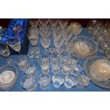 Large Royal Brierly, cut glass goblet & assorted cut glass wines, tumblers, bowls etc. PLEASE always