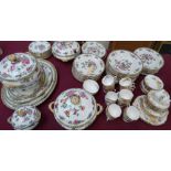 Whieldon ware pheasant pattern, part dinner service comprising plates, tureens, serving platters & a