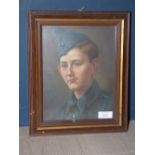 Oil painting portrait of a military man in Airman's uniform PLEASE always check condition before