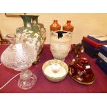 Carltonware Rouge ovoid jar, cover and dish, pair of Kutani Vases, cut glass lamp, Doulton bowl,