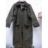 'Barbour Burghley' green waxed coat 44"/112cm L PLEASE always check condition before bidding or