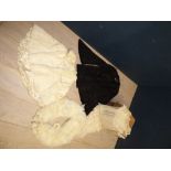 Vintage ladies white fur shawl, white fur stole, 2 evening bags & vintage clothing PLEASE always