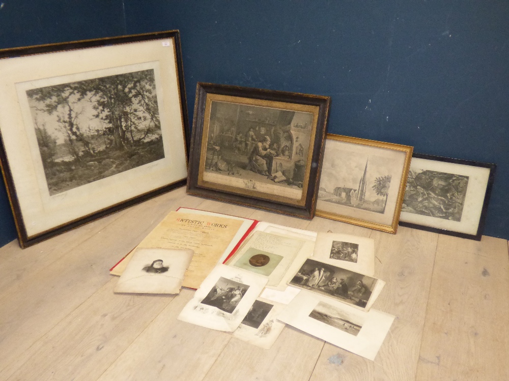 Folio of engravings & etchings after 'Frank Willis' and an etching after 'Albert Durer' & other