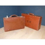 2 vintage brown leather cases PLEASE always check condition before bidding or email condition report