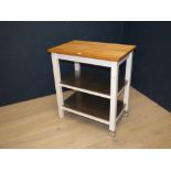 Contemporary oak top kitchen block unit with stainless steel shelves 90Hx79W PLEASE always check