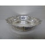 Silver strawberry dish, hallmarked, with raised fluted sides with chafing, 23cm dia. 'D & J