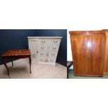 Edwardian walnut double wardrobe & painted chest of drawers/cupboard/games table PLEASE always check