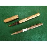 Waterman's 9ct gold fountain pen, 10.4g & a silver propelling pencil PLEASE always check condition