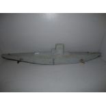 Vintage clockwork painted wooden model of submarine 100Lcm PLEASE always check condition PRIOR to