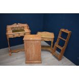 Pine bedside table with 3 drawers 53W x 60H, small pine washstand/bedside table 59W x 65H cm,