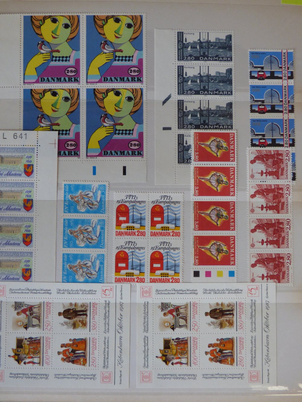 Qty of mint world & GB stamps incl. Denmark, France, Israel etc. in a large stockbook in blocks, - Image 3 of 5