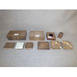 Silver cigarette box, Birmingham 1937 & another 4 further cigarette cases, a match box holder, two