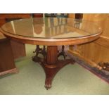 Victorian mahogany circular pedestal breakfast table with glass top 170cm dia. PLEASE always check