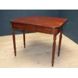 Victorian mahogany fold over tea table on turned legs 76H x 90Wcm PLEASE always check condition