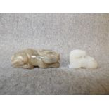 2 Chinese white jade animals, water buffalo & ram PLEASE always check condition PRIOR to bidding, or
