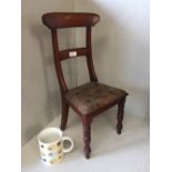 Victorian mahogany bar back child's chair on turned front legs 48H cm PLEASE always check