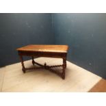 Victorian carved oak side table with 2 single drawers & barley twist legs 74H x 13Wcm PLEASE