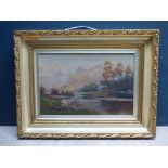 J. Barnes, Mountainous river landscape, oil on canvas, signed & dated 1908 PLEASE always check