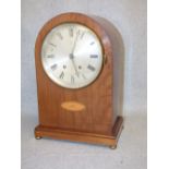 Edwardian mahogany fan inlaid lancet shape mantle clock PLEASE always check condition PRIOR to