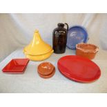 Qty of colourful modern kitchen china, including a tagine PLEASE always check condition PRIOR to