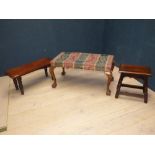 Georgian stool & 2 other stools 47H x 97Wcm PLEASE always check condition PRIOR to bidding, or email