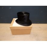 Black silk top hat by 'Herbert Johnson of London' in original hat box PLEASE always check